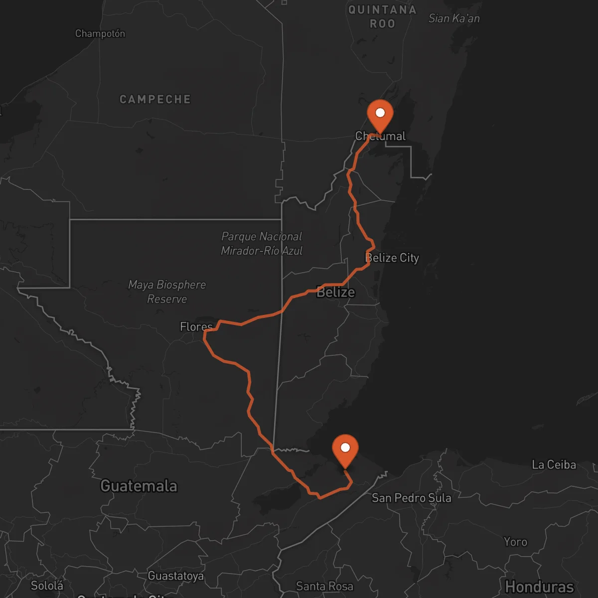 Ruta Chetumal - Puerto Barrios