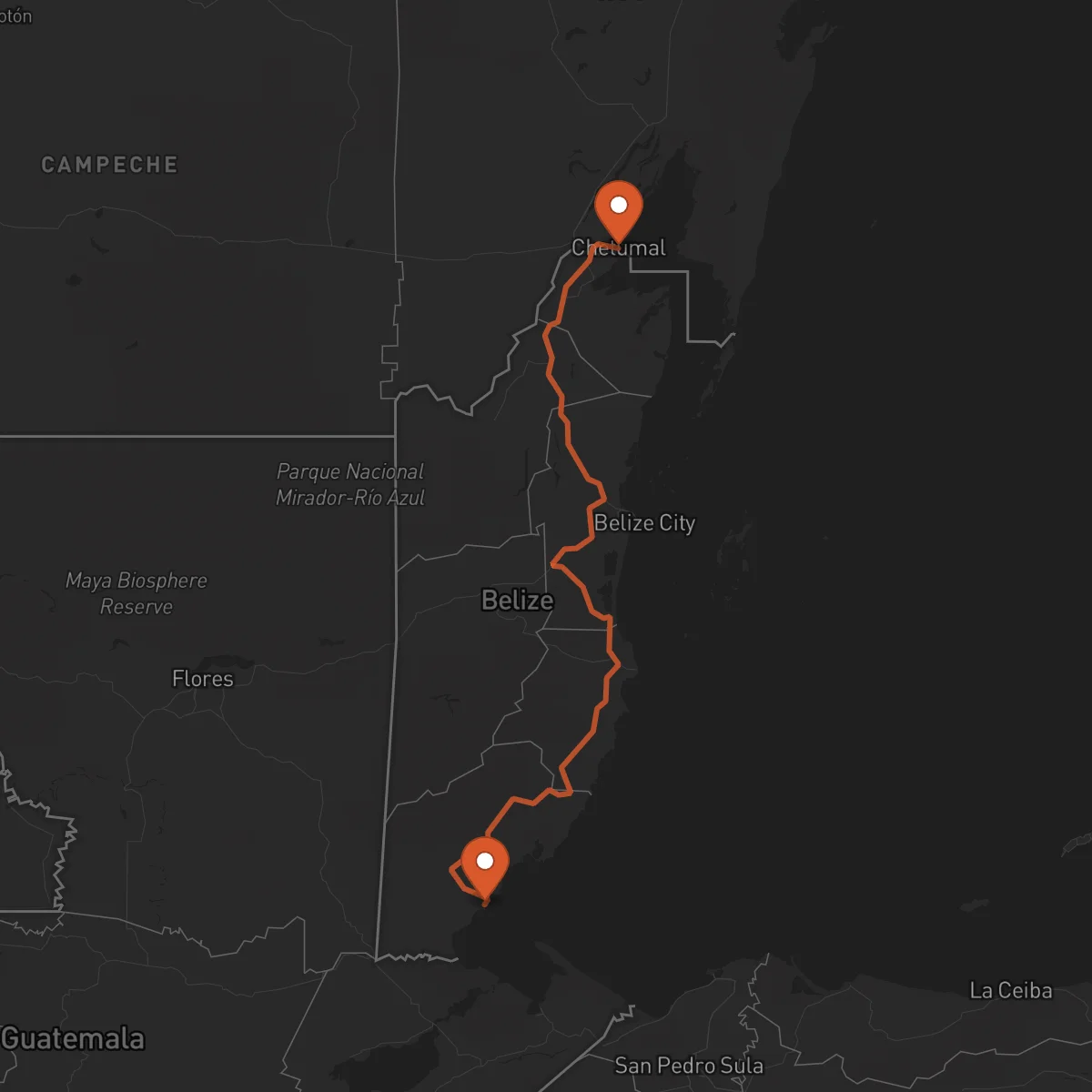 Ruta Chetumal - Punta Gorda