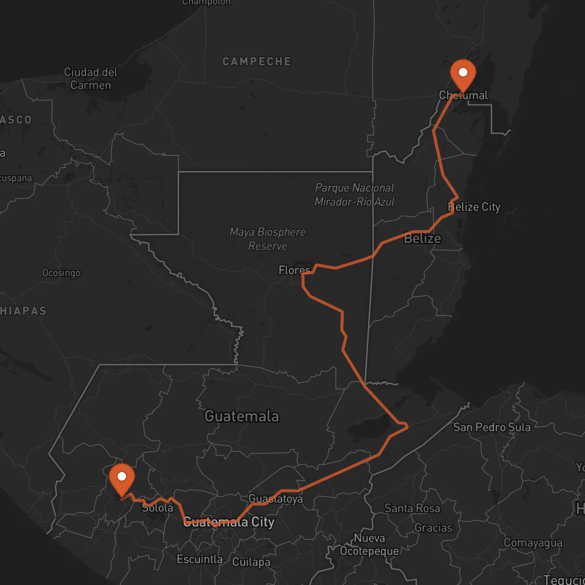 Ruta Chetumal - Quetzaltenango