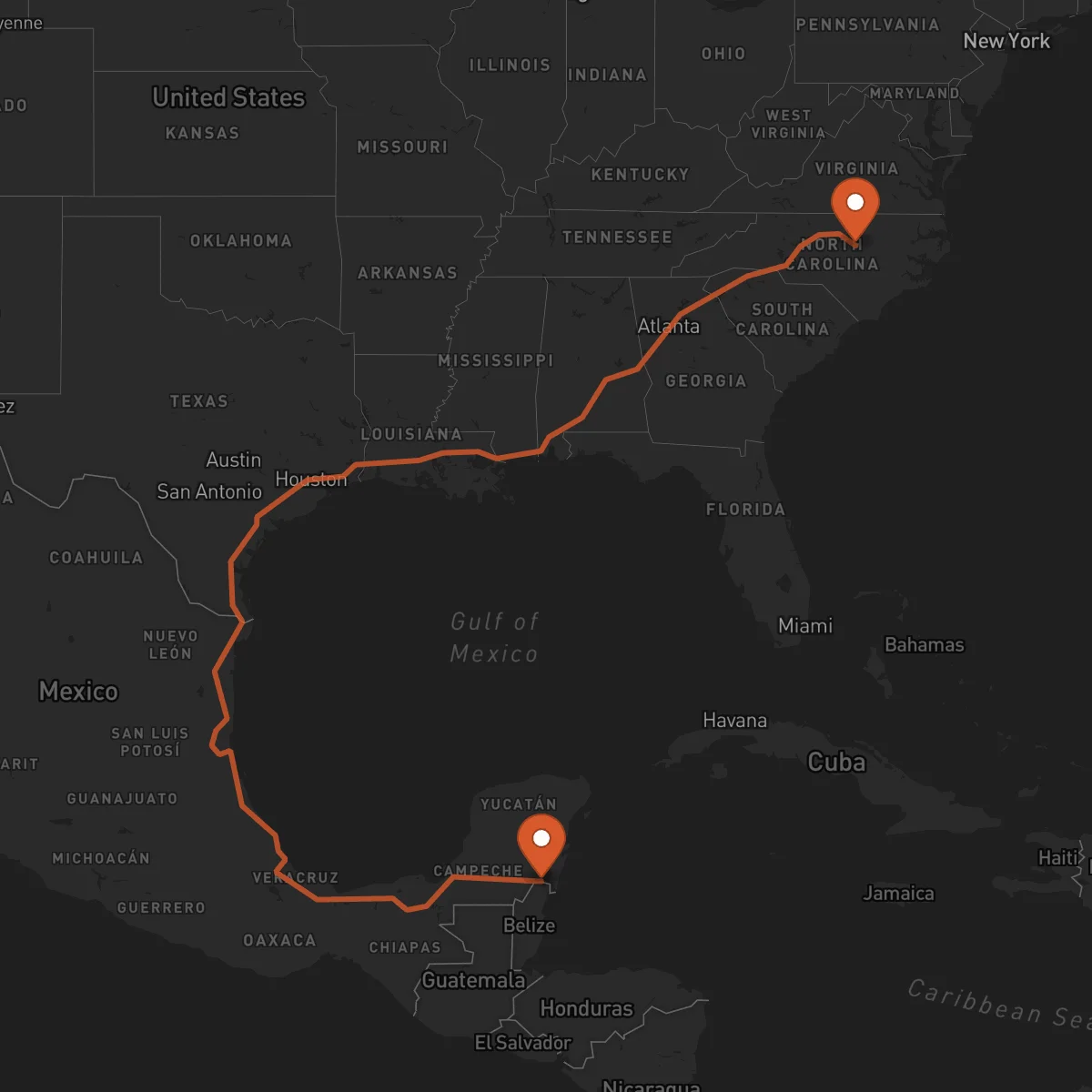 Ruta Raleigh - Chetumal