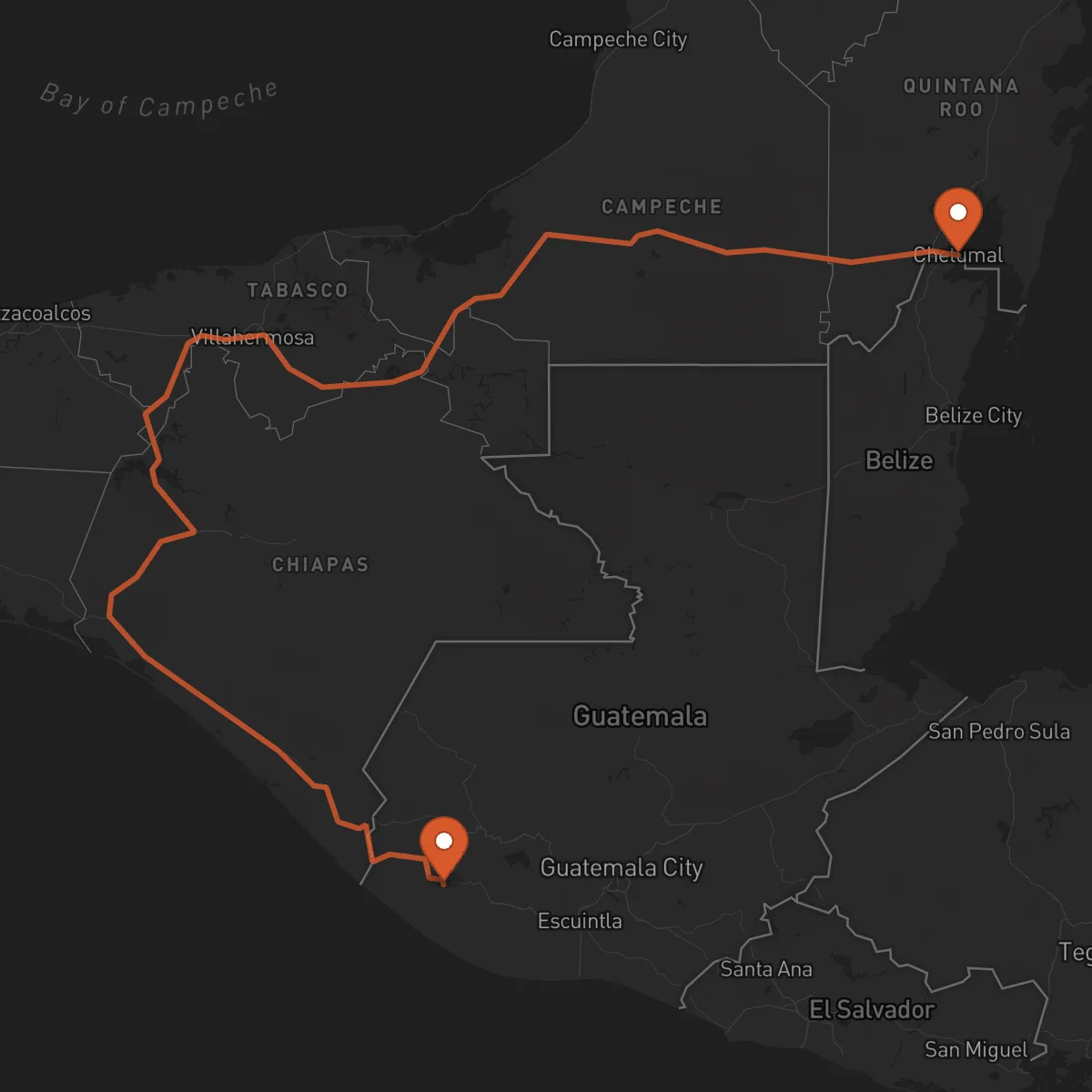 Ruta Chetumal - Retalhuleu