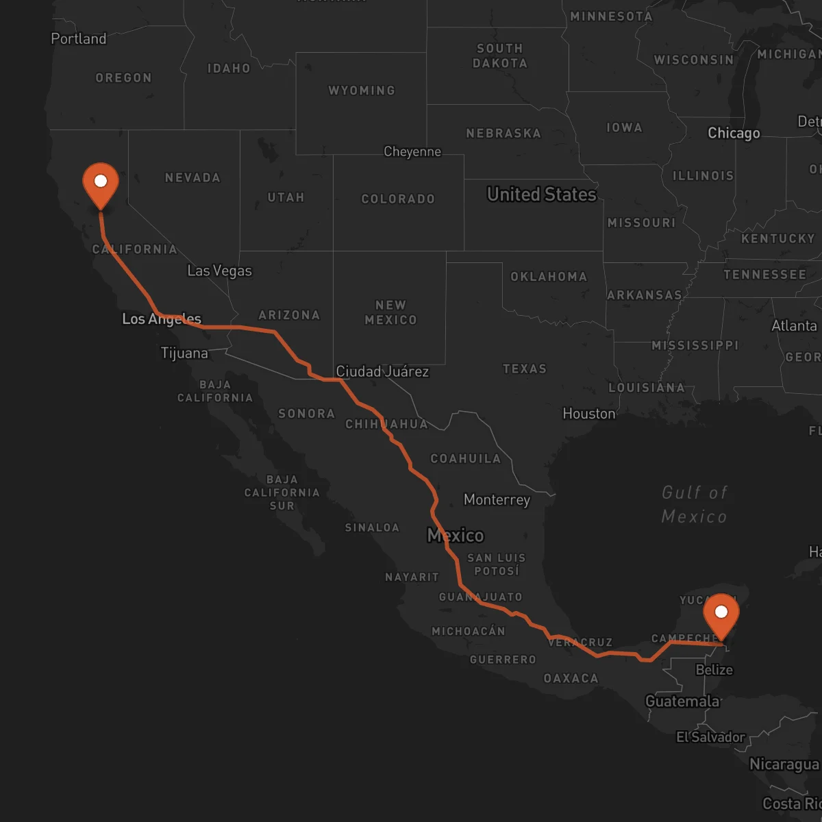 Ruta Chetumal - Sacramento