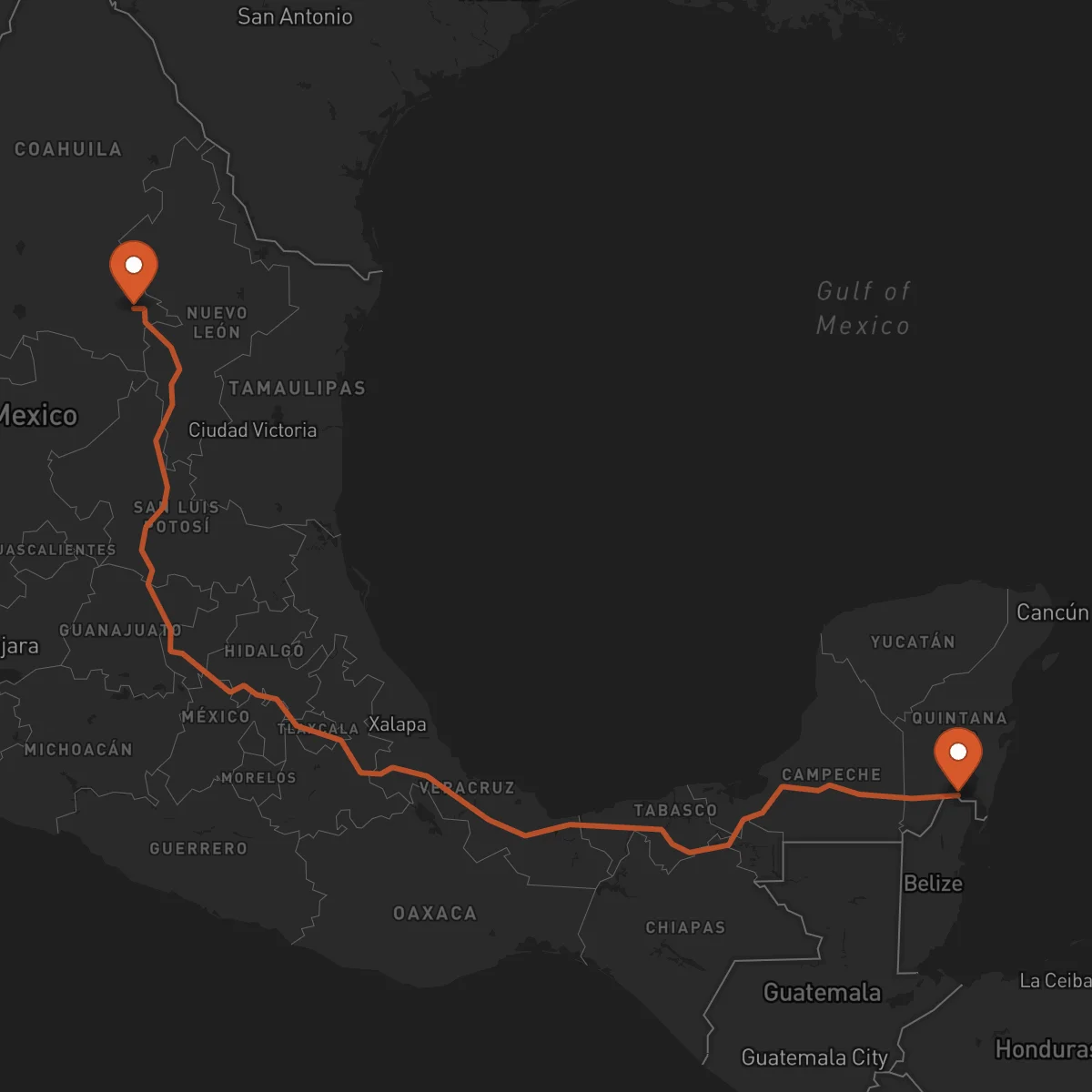 Ruta Saltillo - Chetumal