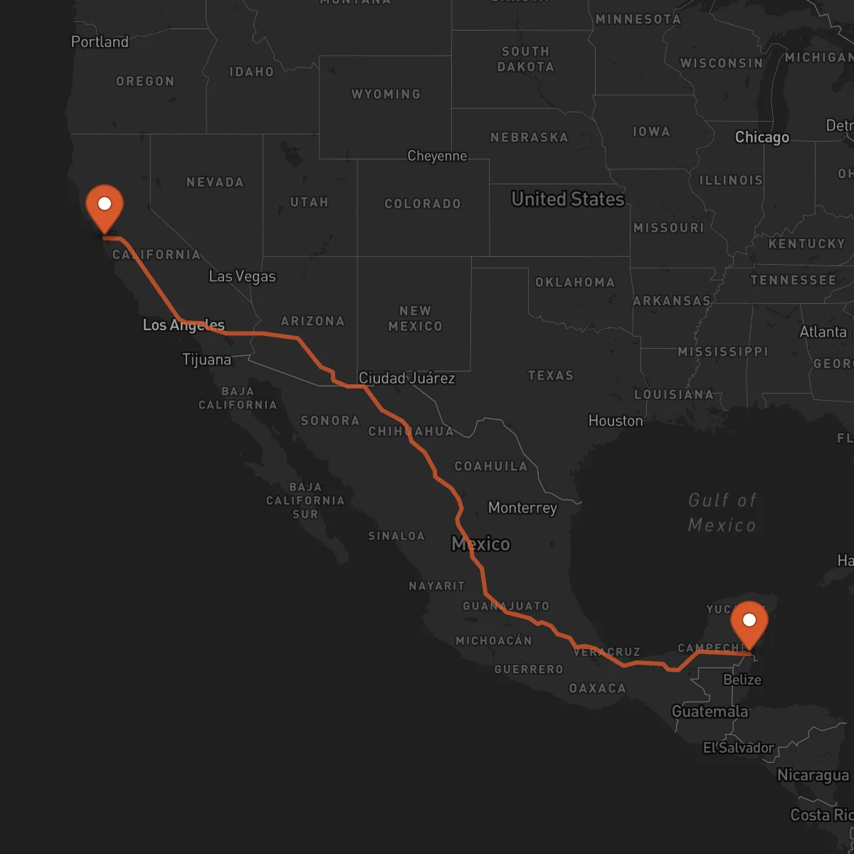 Ruta San Francisco - Chetumal