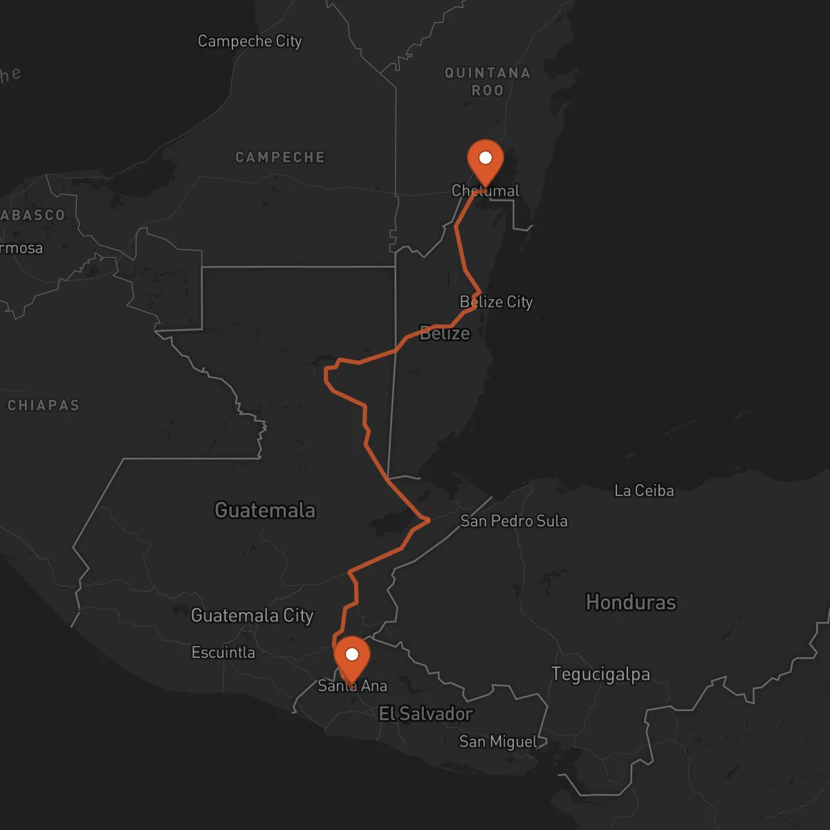 Ruta Santa Ana - Chetumal