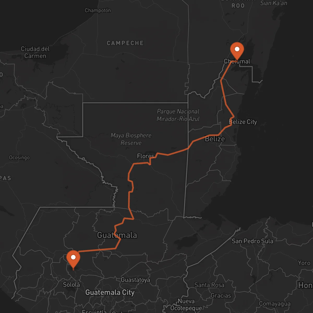 Ruta Chetumal - Santa Cruz del Quiché
