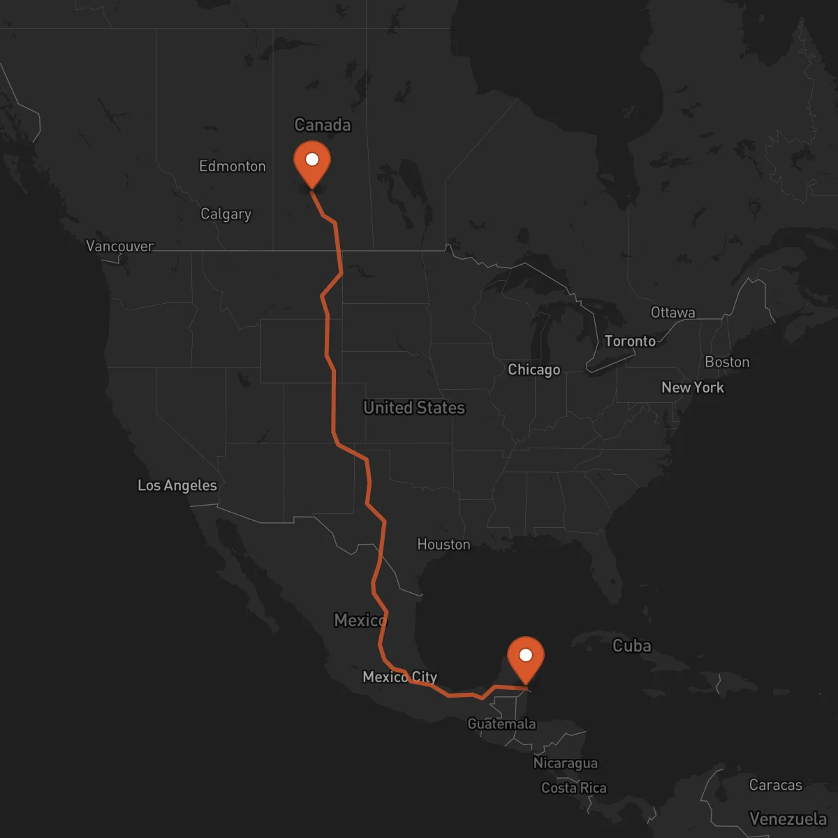 Ruta Saskatoon - Chetumal