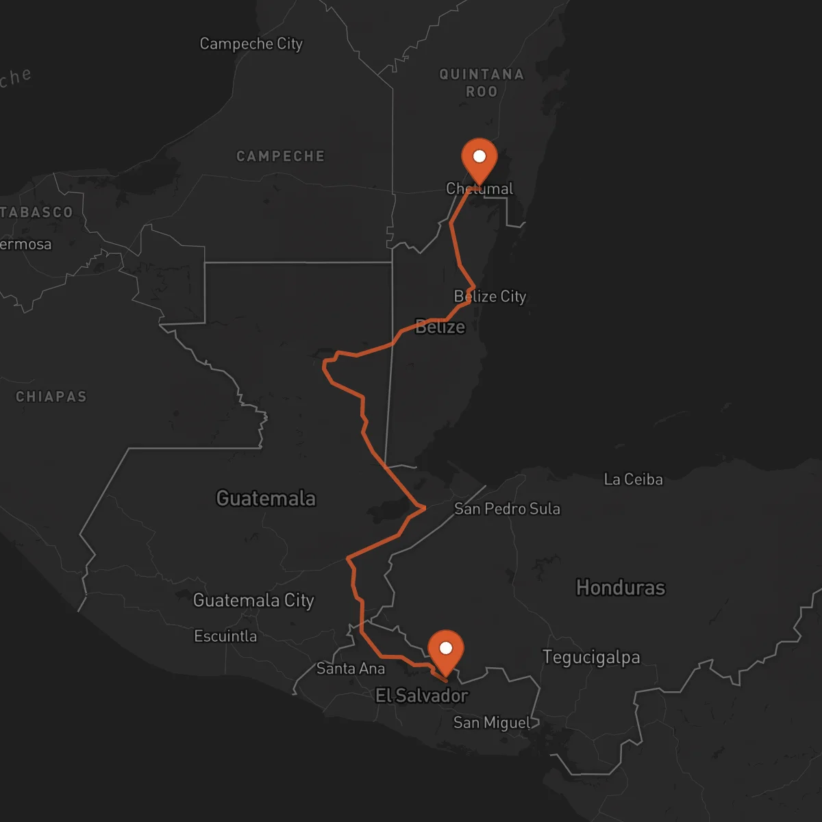 Ruta Chetumal - Sensuntepeque
