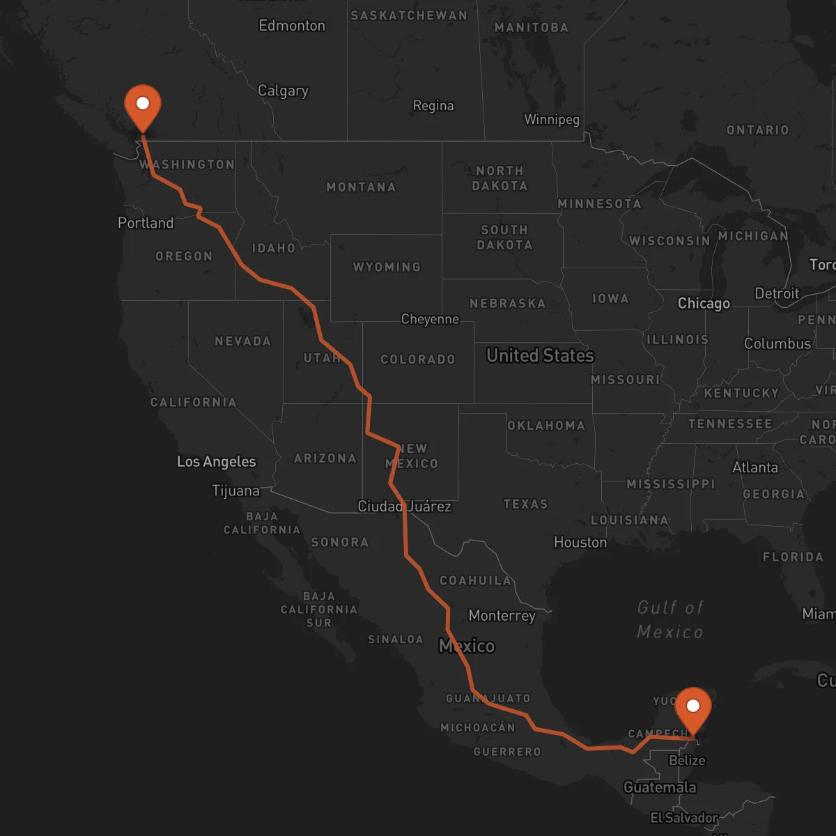 Ruta Surrey - Chetumal