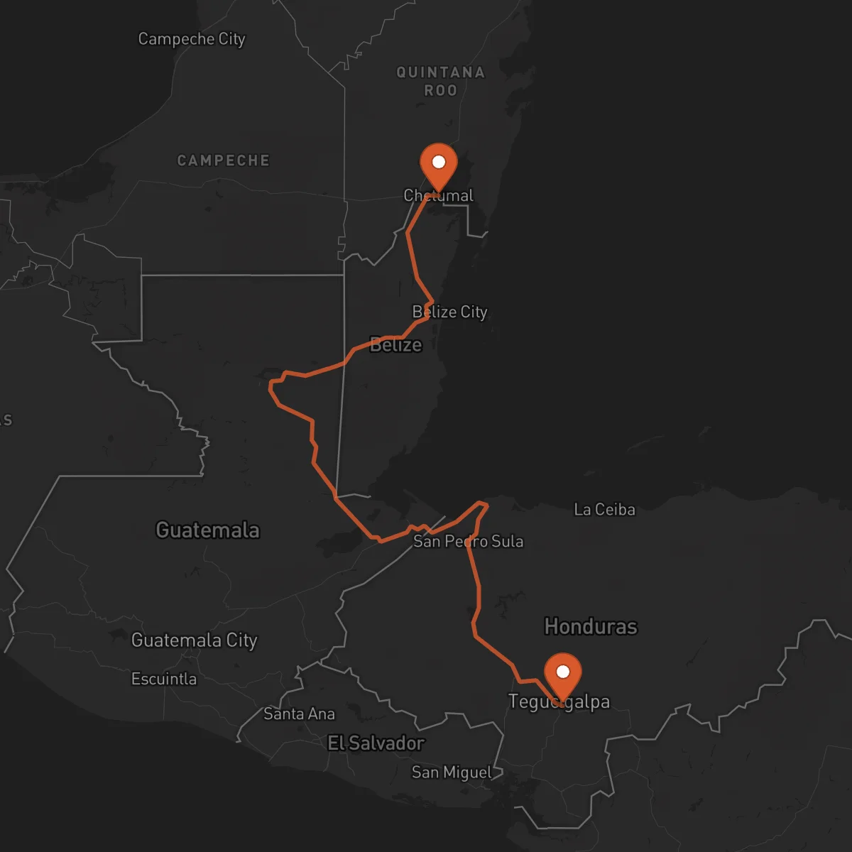 Ruta Chetumal - Tegucigalpa