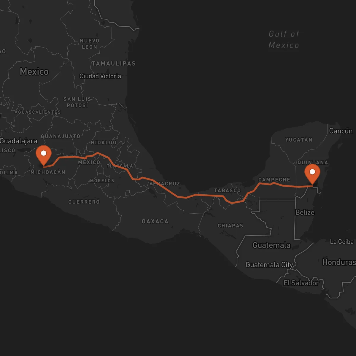 Ruta Uruapan - Chetumal