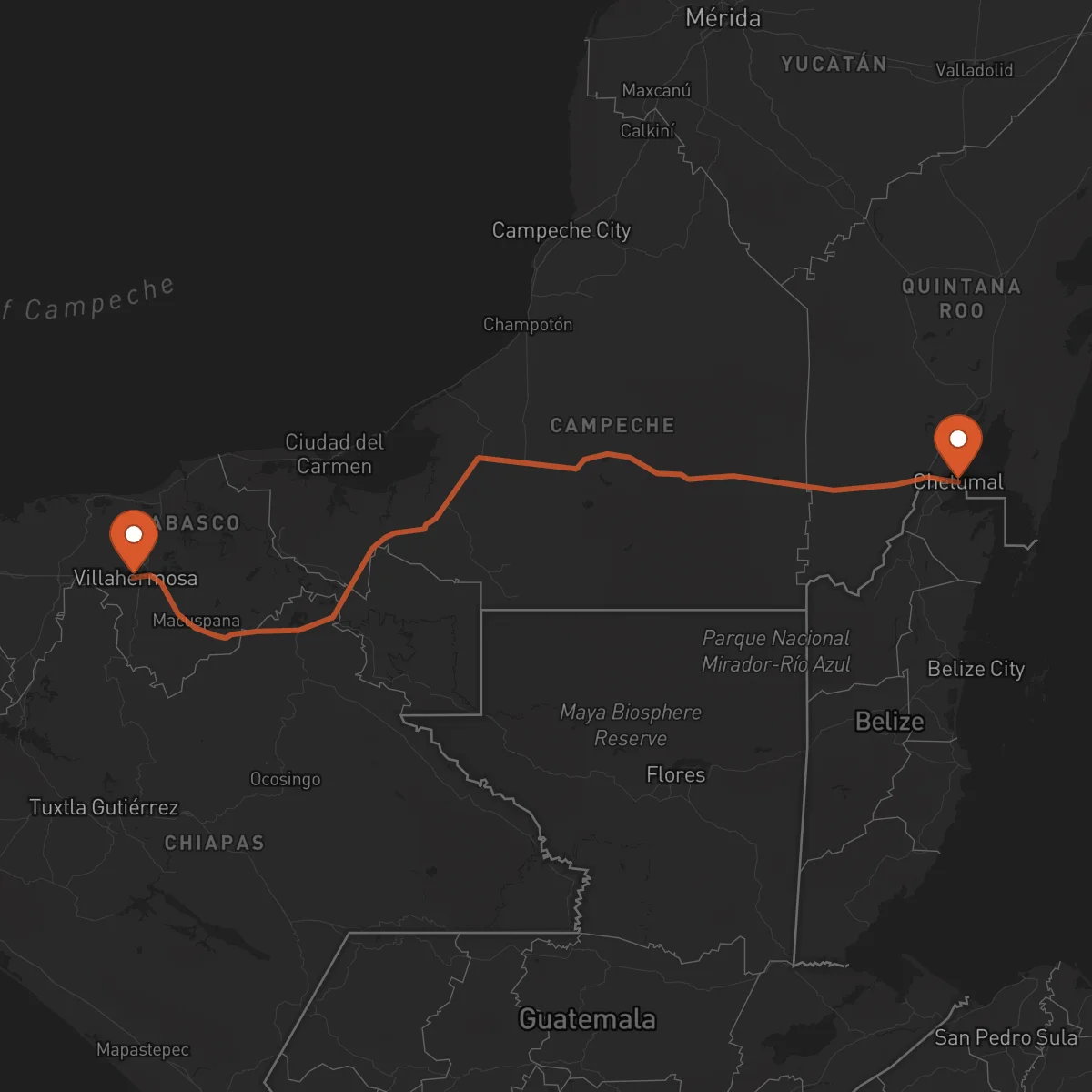 Ruta Chetumal - Villahermosa