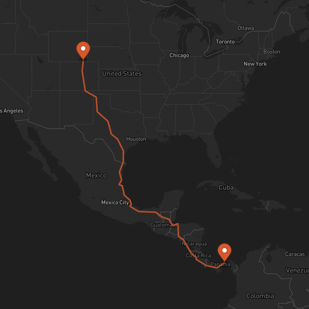 Ruta Ciudad de Panamá - Cheyenne