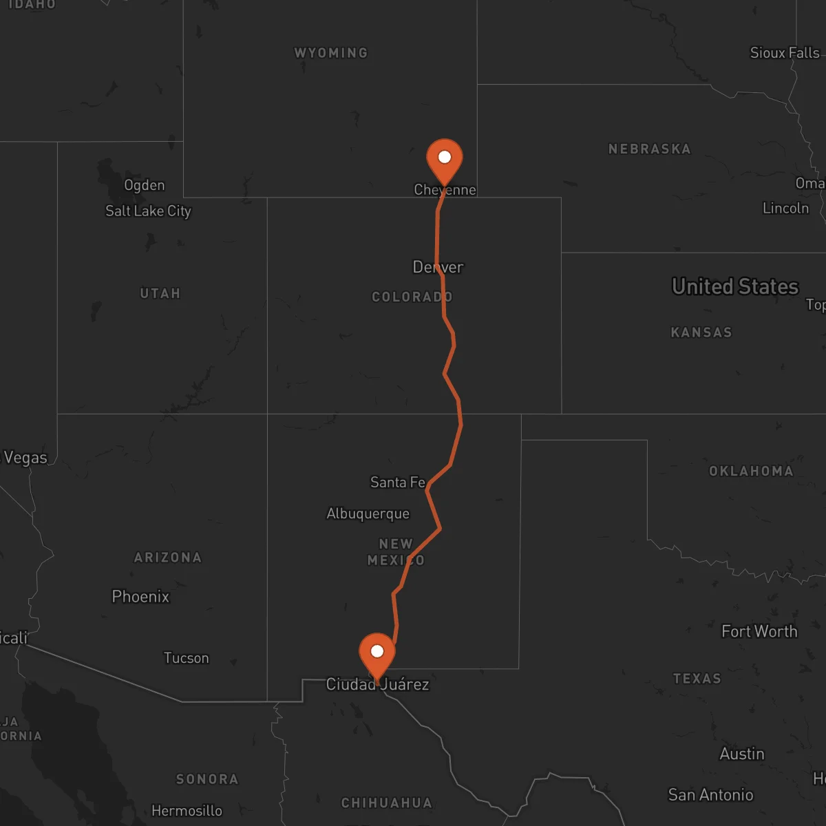 Ruta Ciudad Juárez - Cheyenne