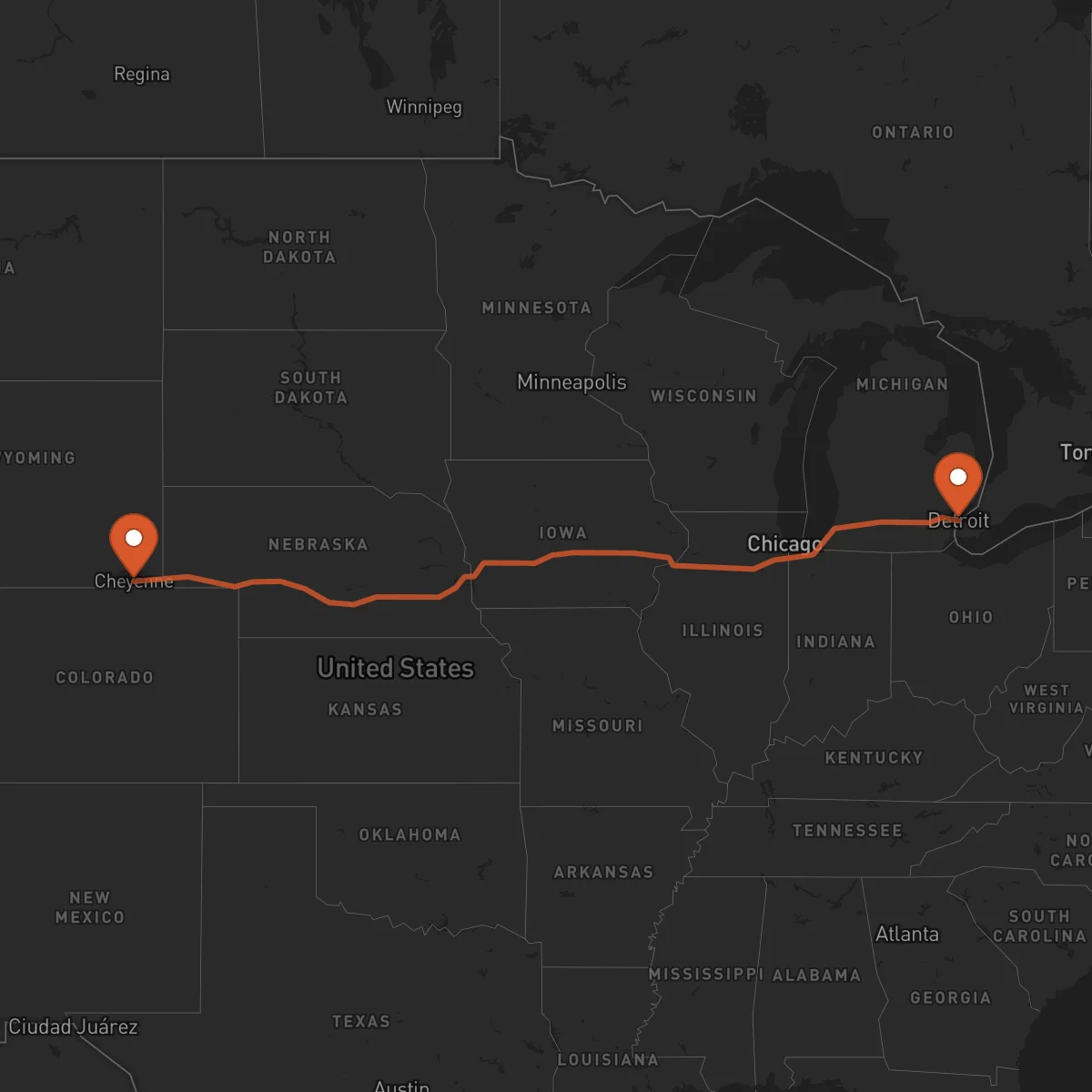 Ruta Detroit - Cheyenne