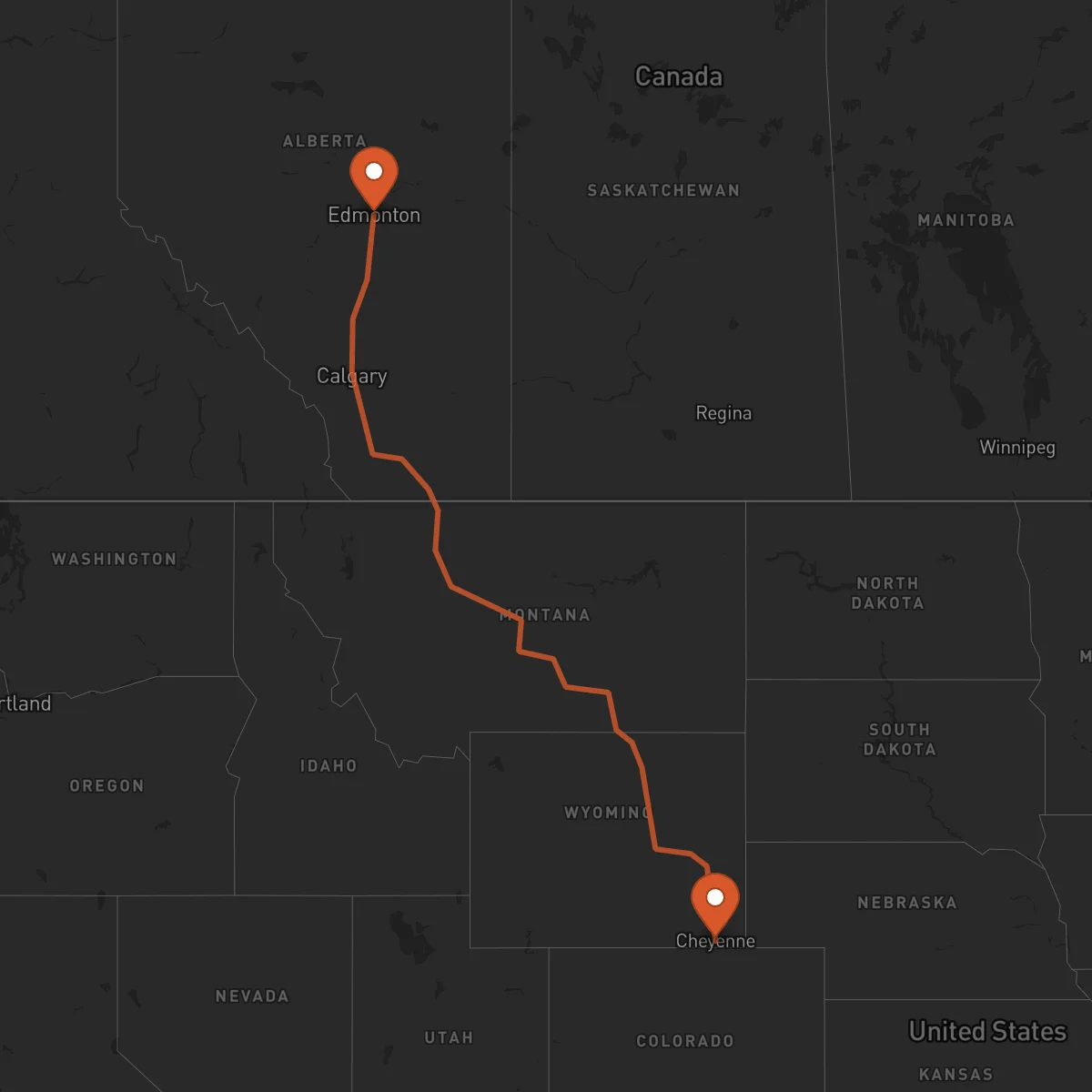 Ruta Cheyenne - Edmonton