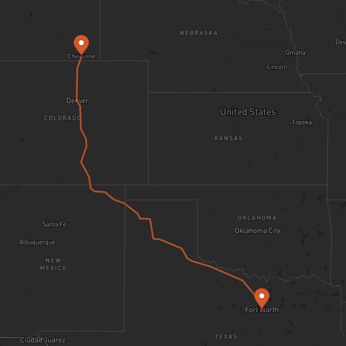 Ruta Cheyenne - Fort Worth