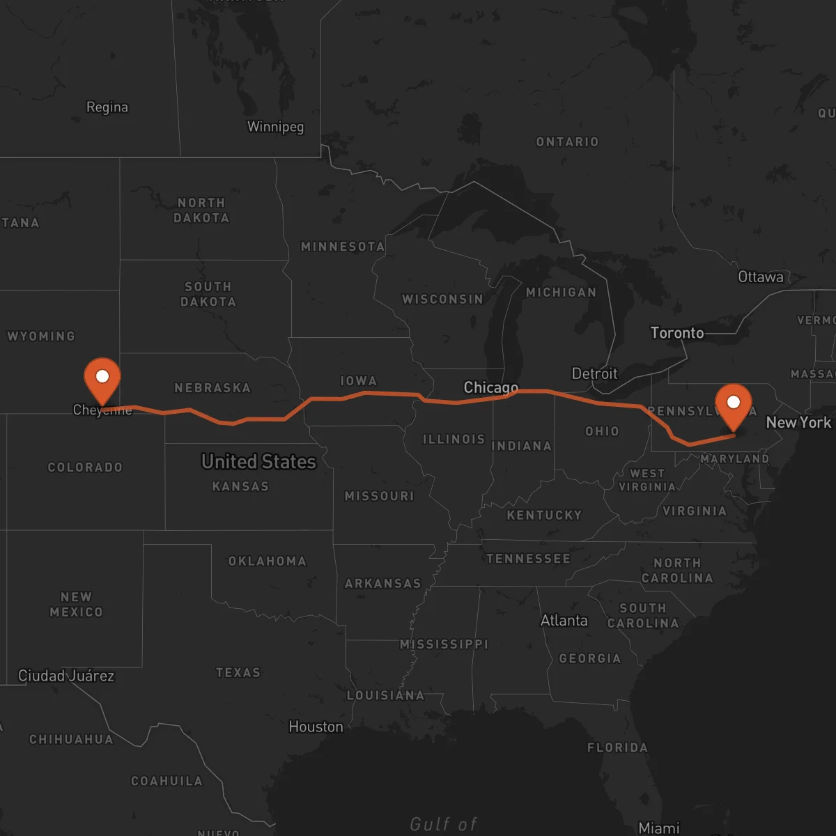 Ruta Cheyenne - Harrisburg