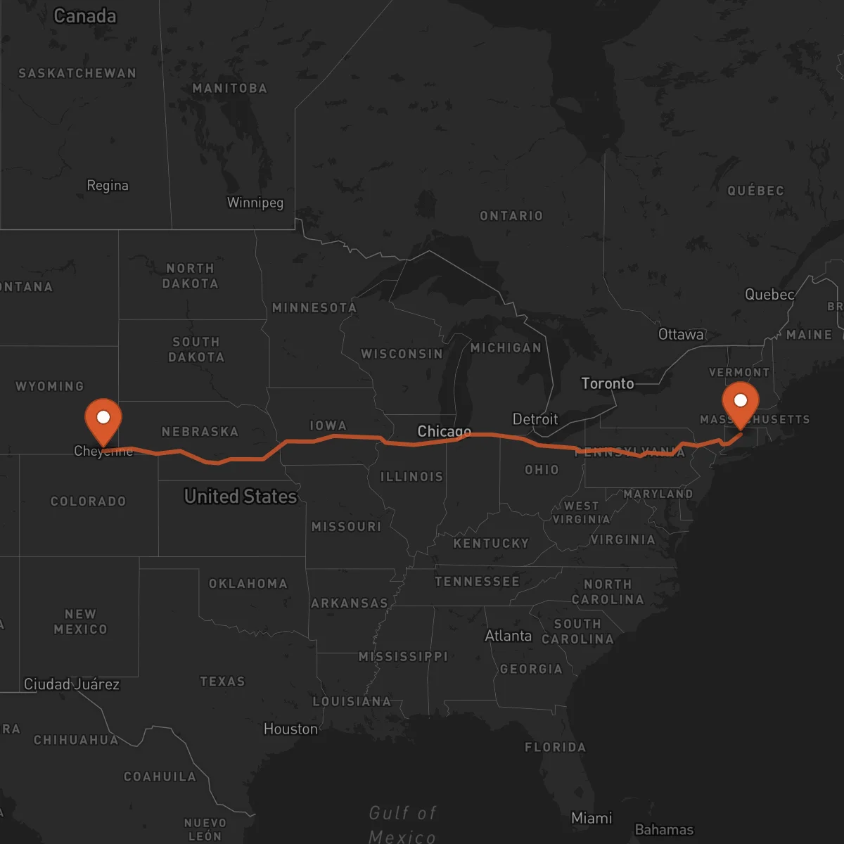 Ruta Cheyenne - Hartford