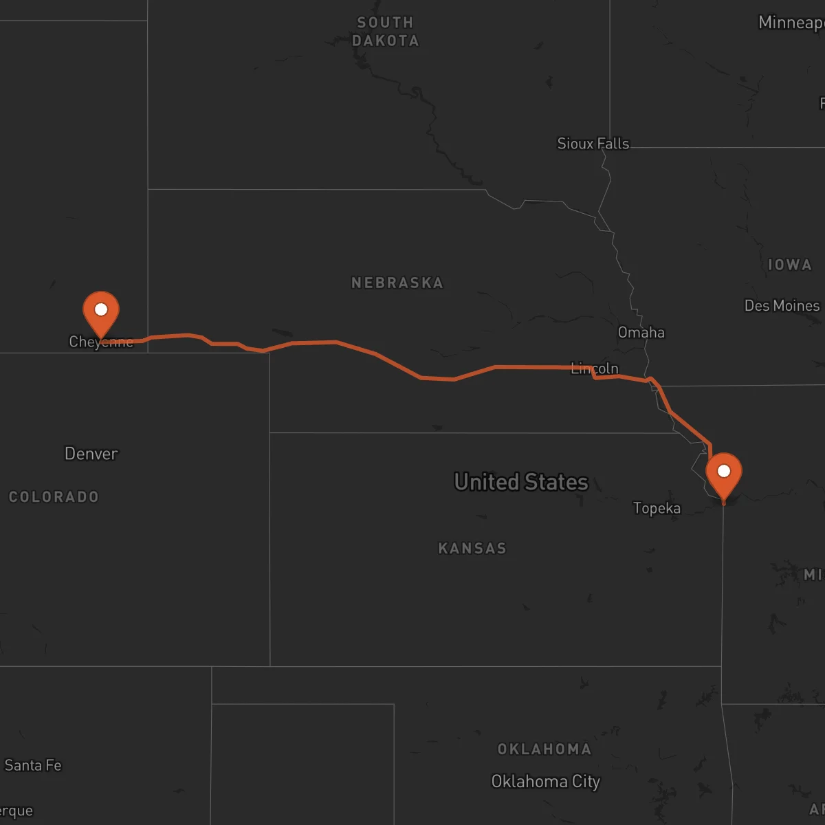 Ruta Kansas City - Cheyenne