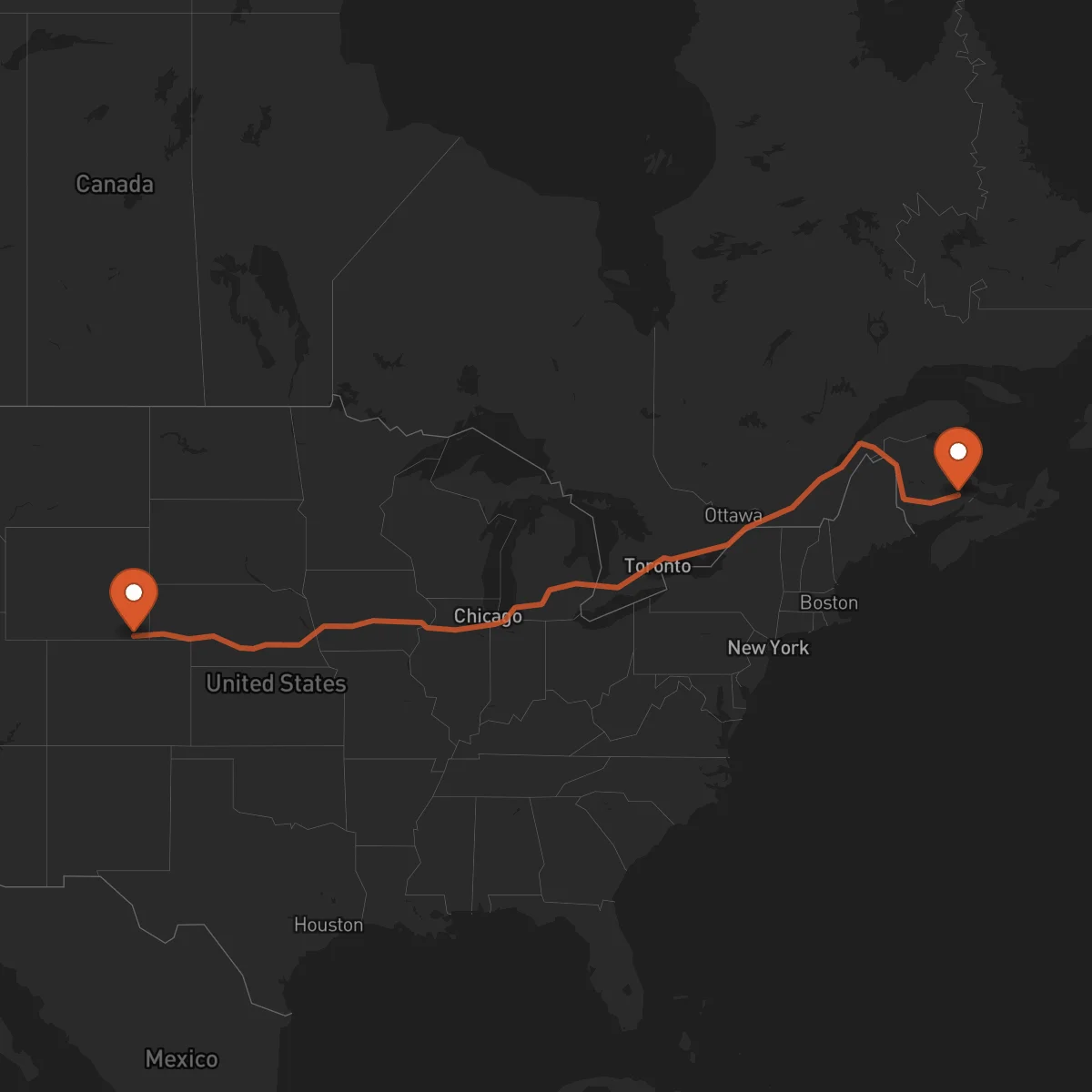 Ruta Moncton - Cheyenne