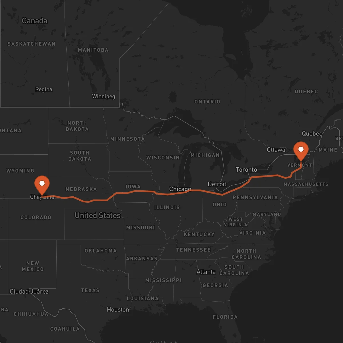 Ruta Montpelier - Cheyenne