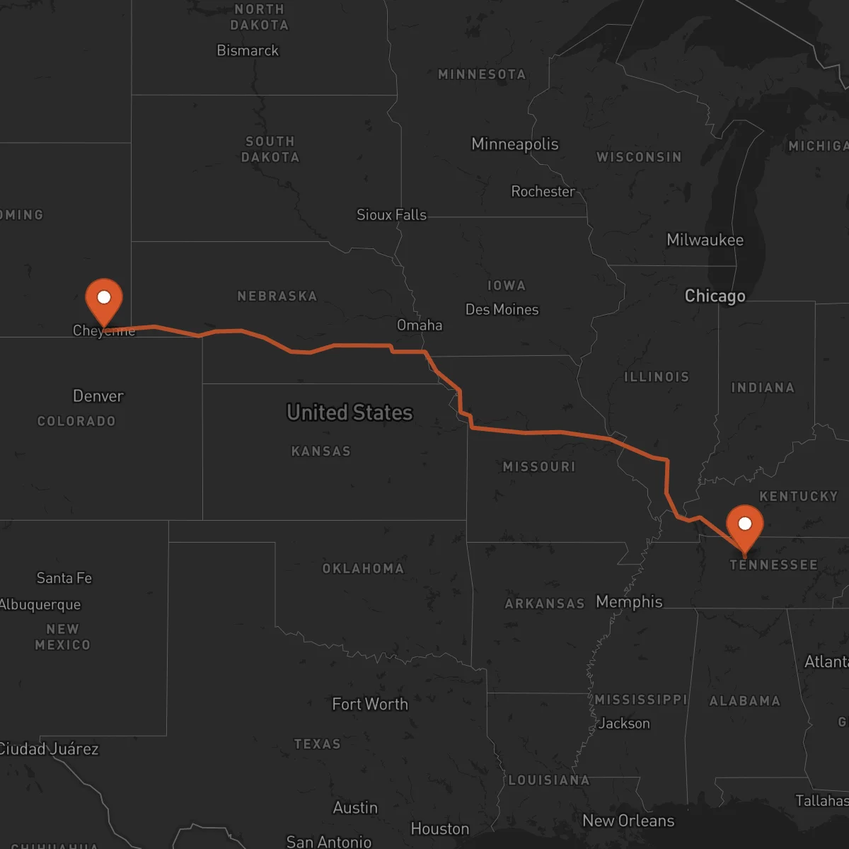 Ruta Cheyenne - Nashville
