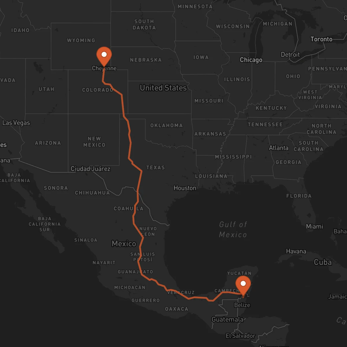 Ruta Cheyenne - Orange Walk Town