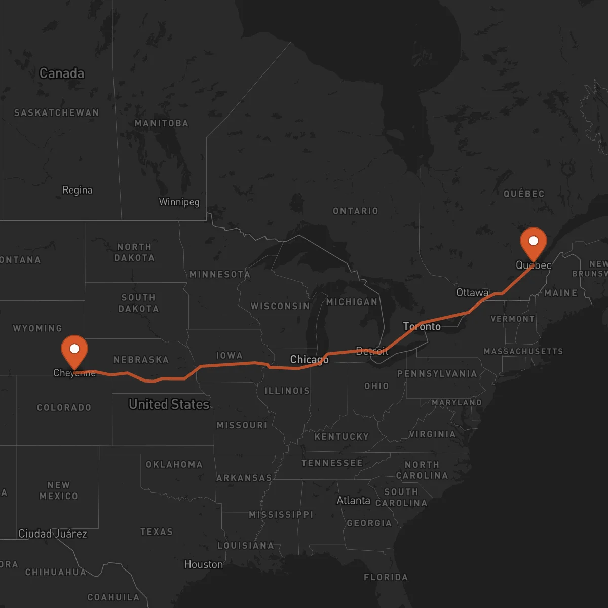 Ruta Cheyenne - Quebec City