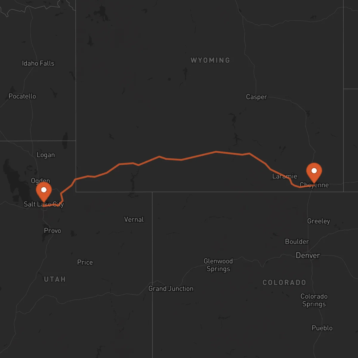 Ruta Salt Lake City - Cheyenne