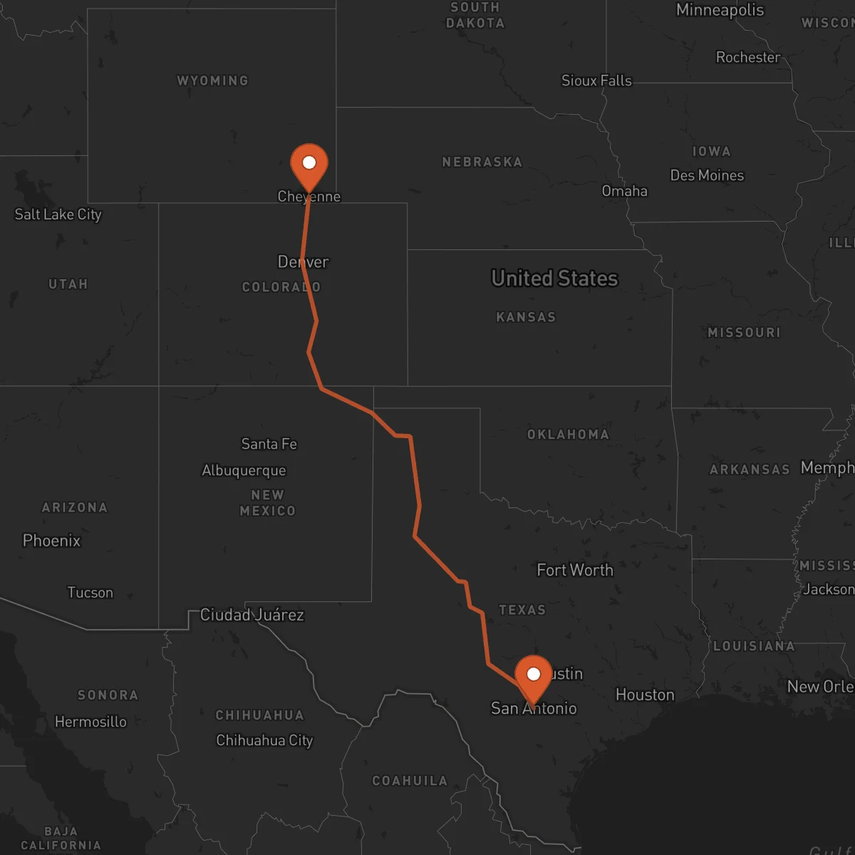Ruta San Antonio - Cheyenne