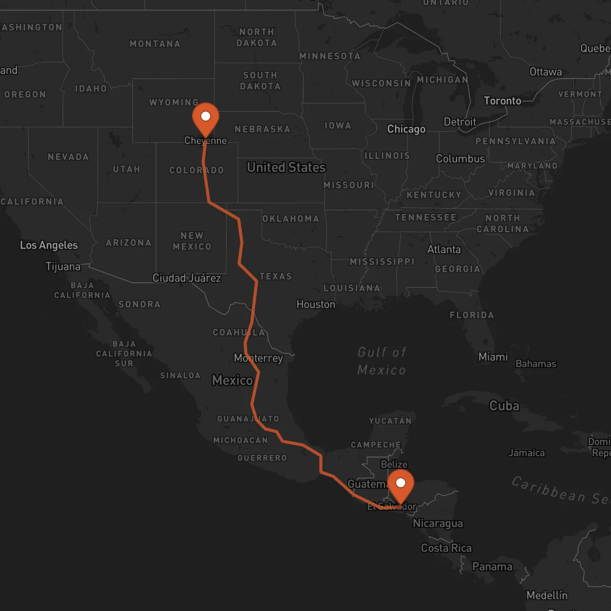 Ruta 산프란시스코고테라 - 샤이엔