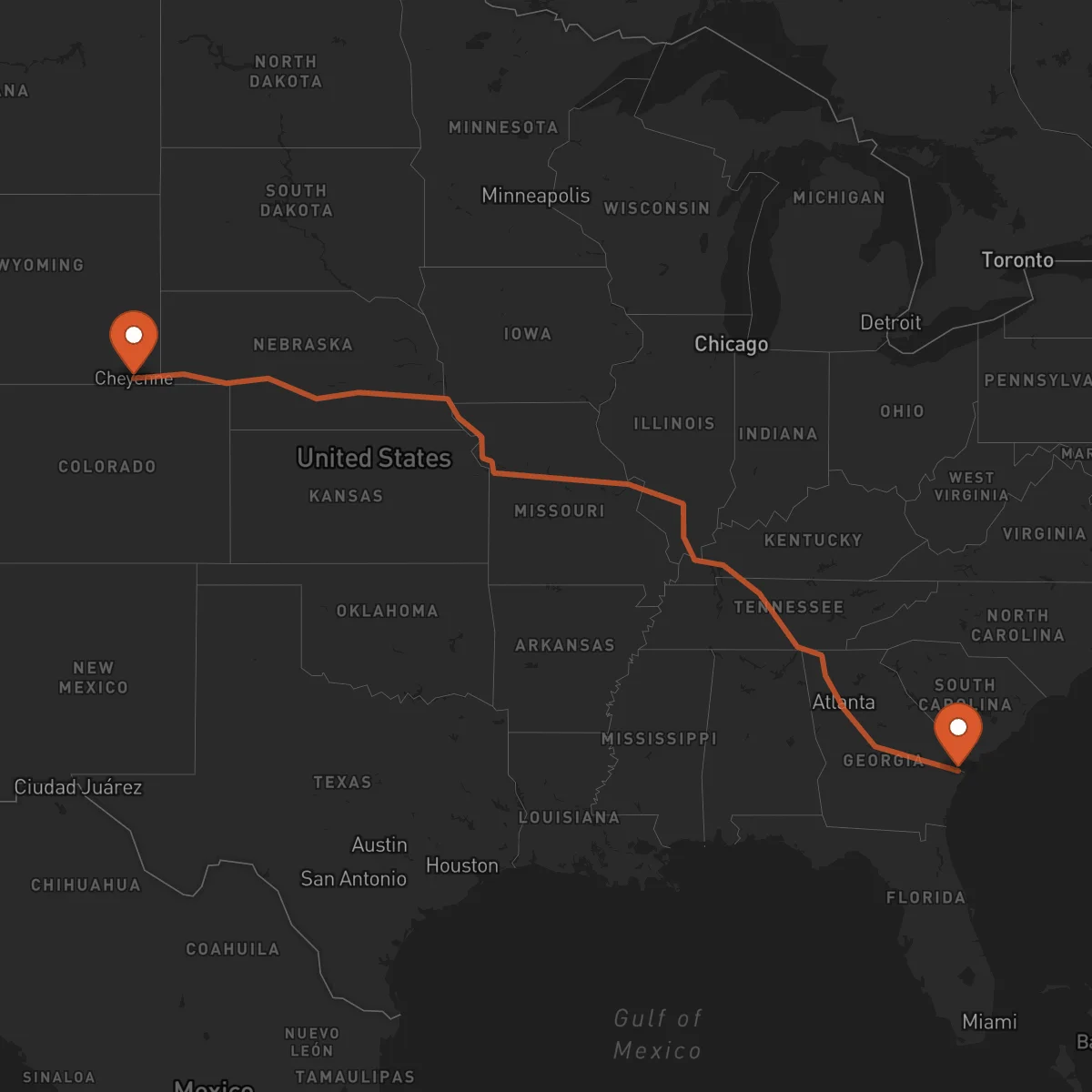 Ruta Savannah - Cheyenne
