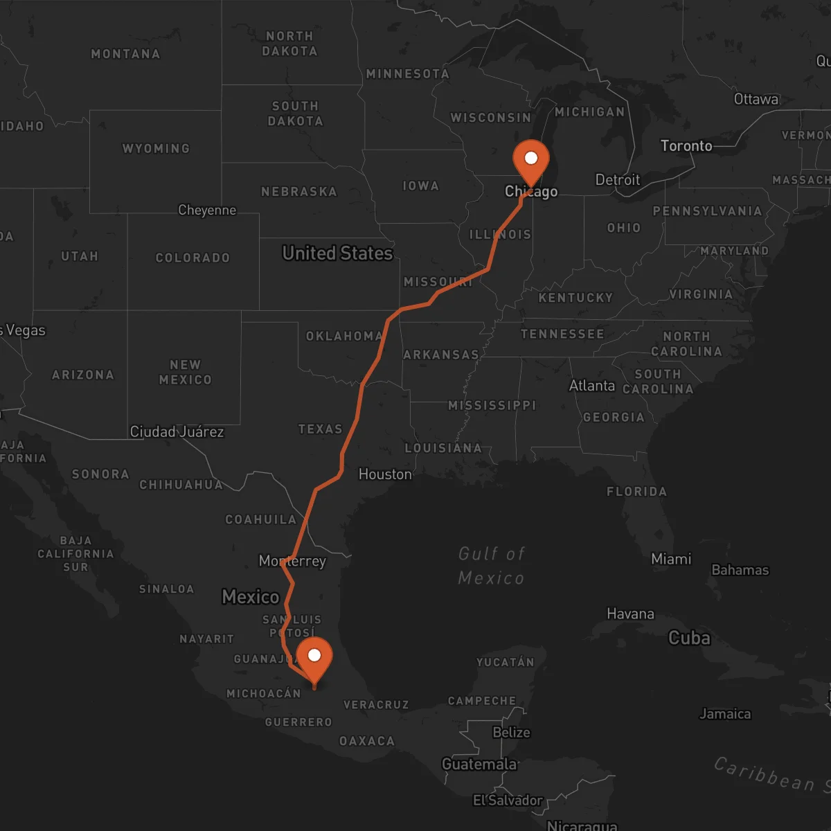 Ruta Chicago - Ciudad de México