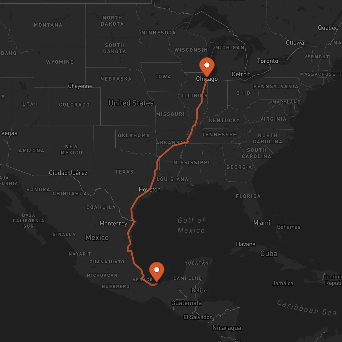 Ruta Coatzacoalcos - Chicago