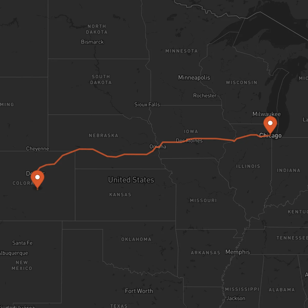 Ruta Colorado Springs - Chicago