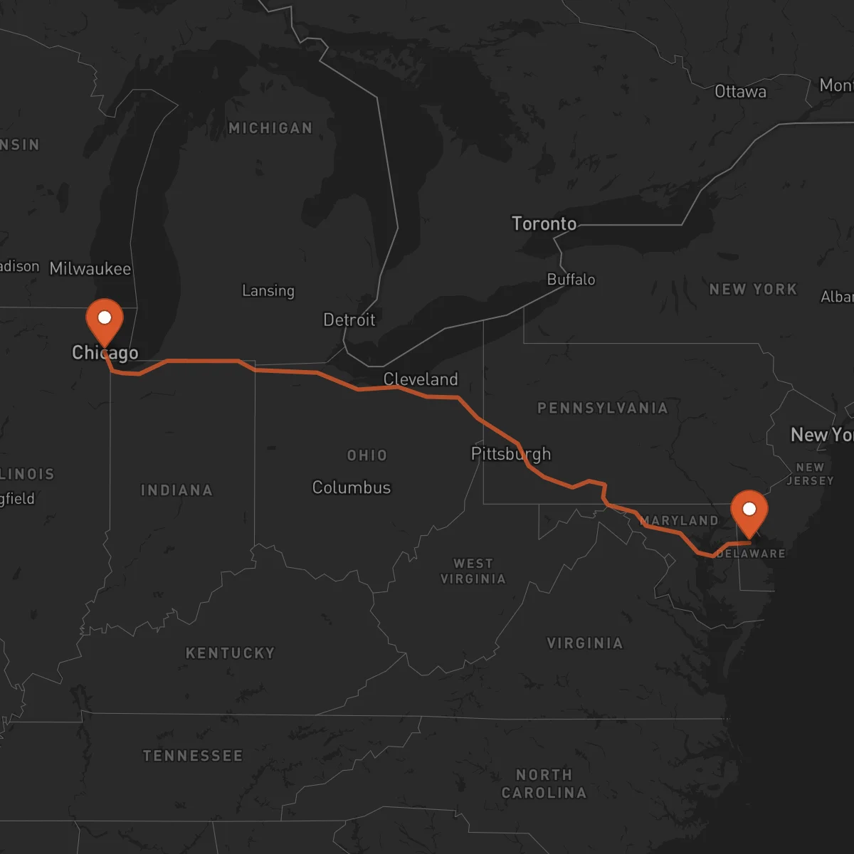 Ruta Chicago - Dover