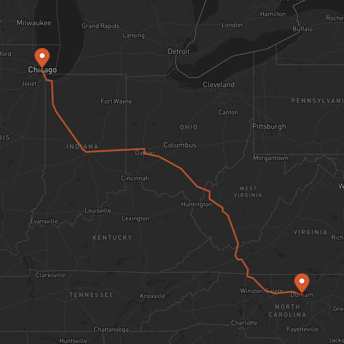 Ruta Durham - Chicago