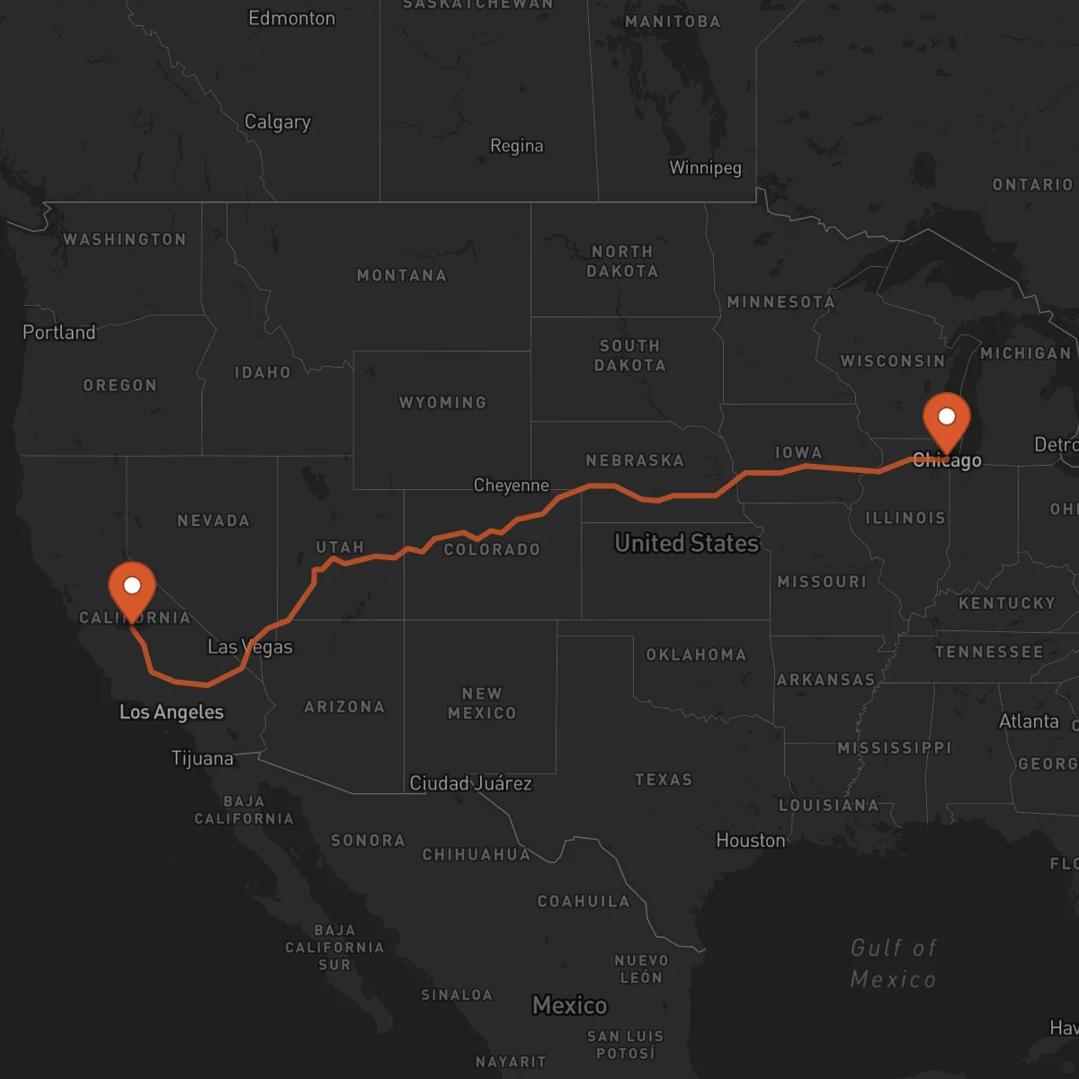Ruta Chicago - Fresno
