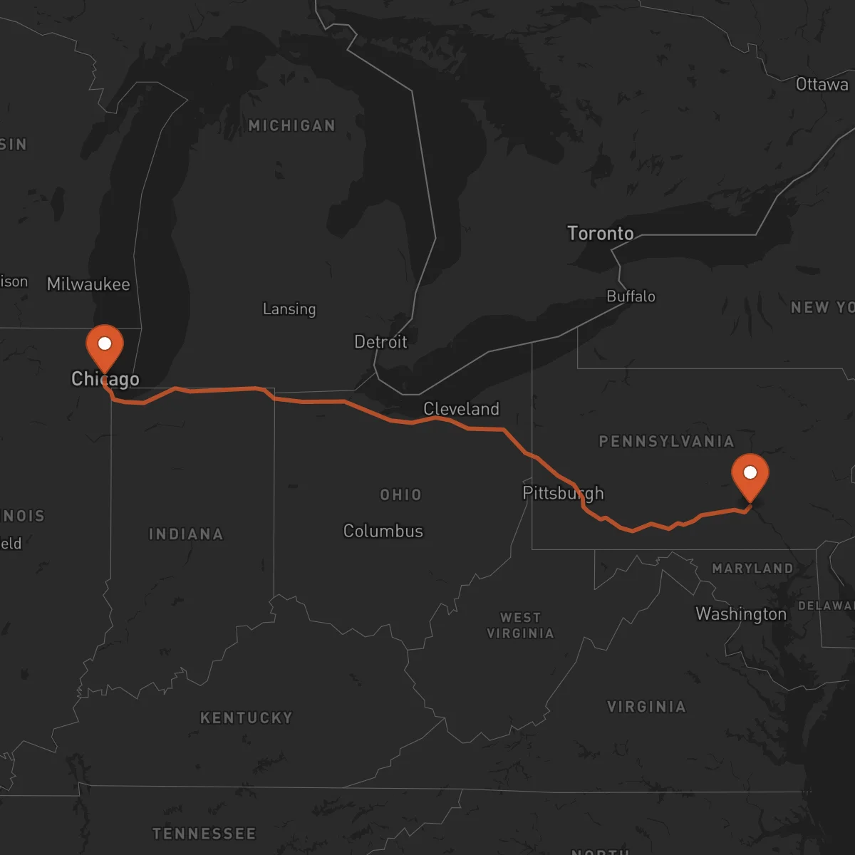 Ruta Chicago - Harrisburg