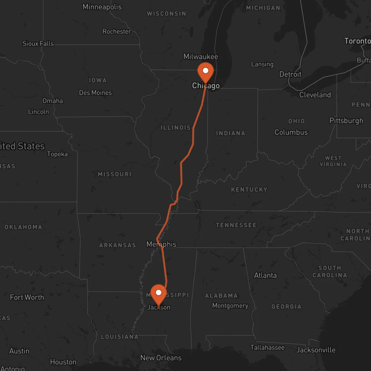 Ruta Chicago - Jackson