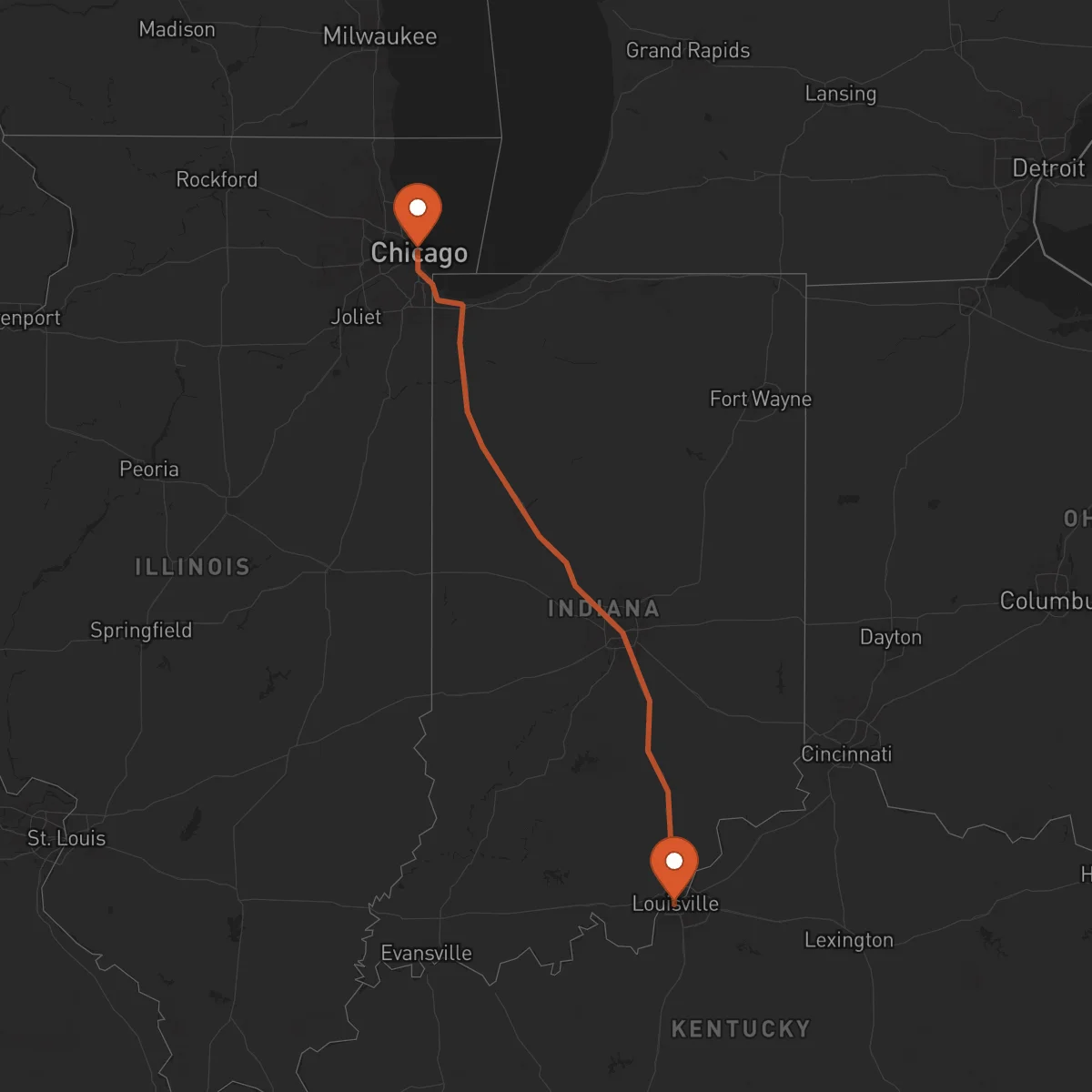 Ruta Chicago - Louisville