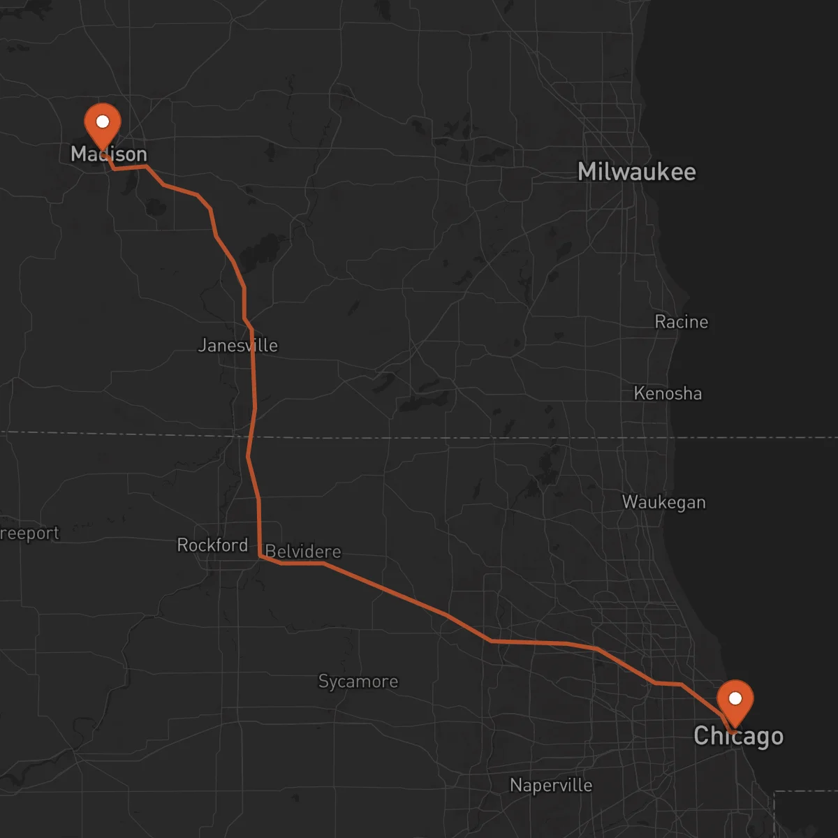 Ruta Chicago - Madison