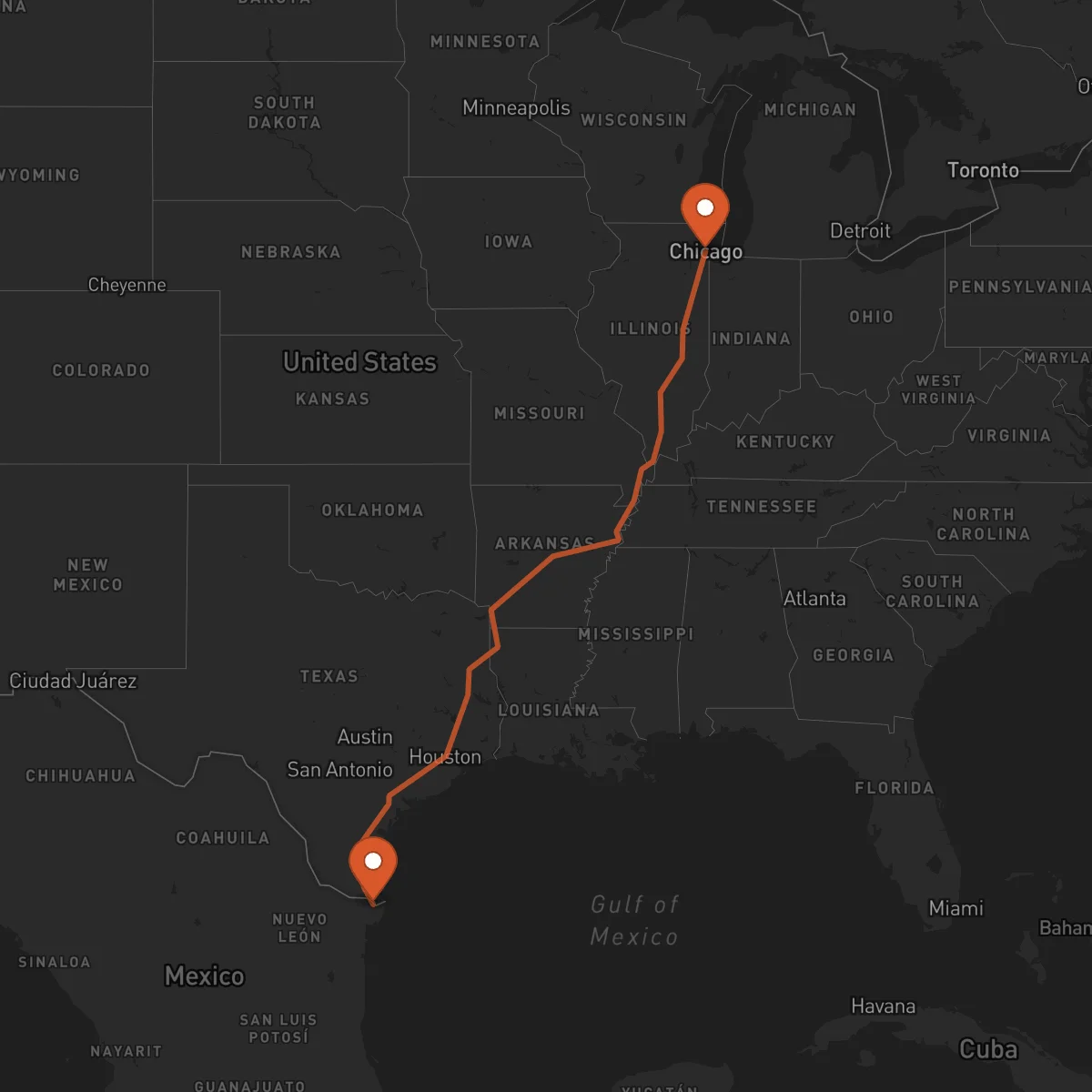 Ruta Chicago - Matamoros