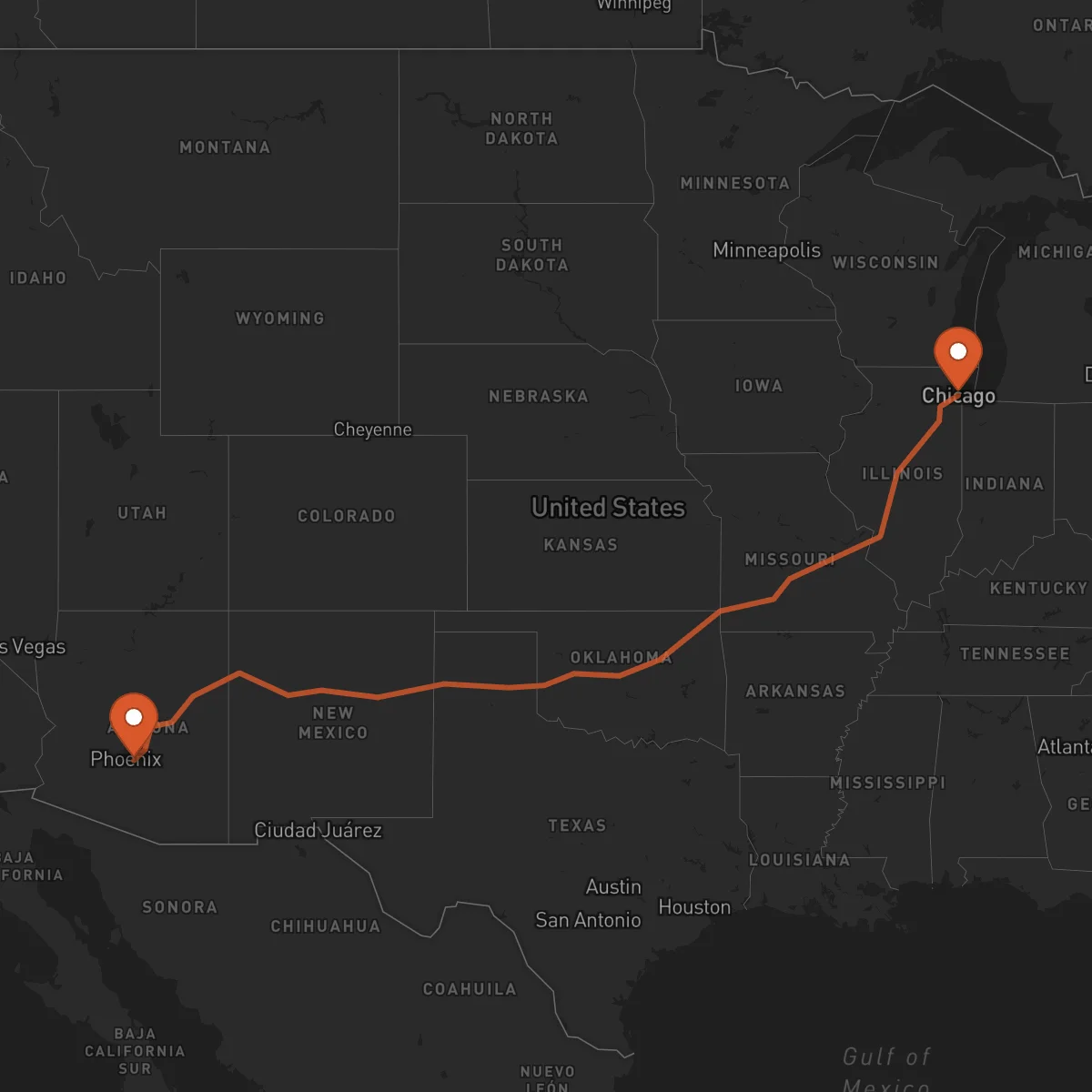 Ruta Chicago - Mesa