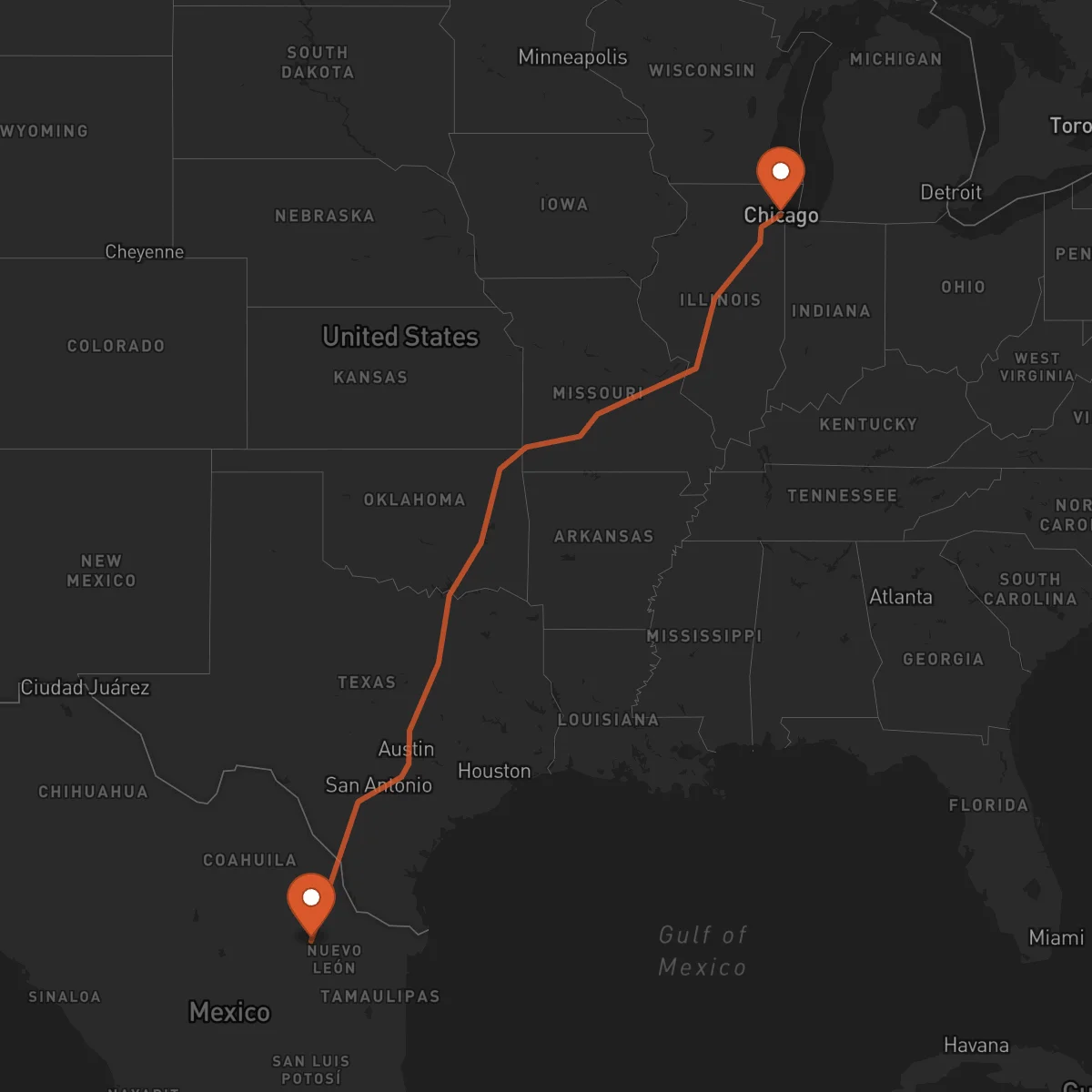 Ruta Monterrey - Chicago