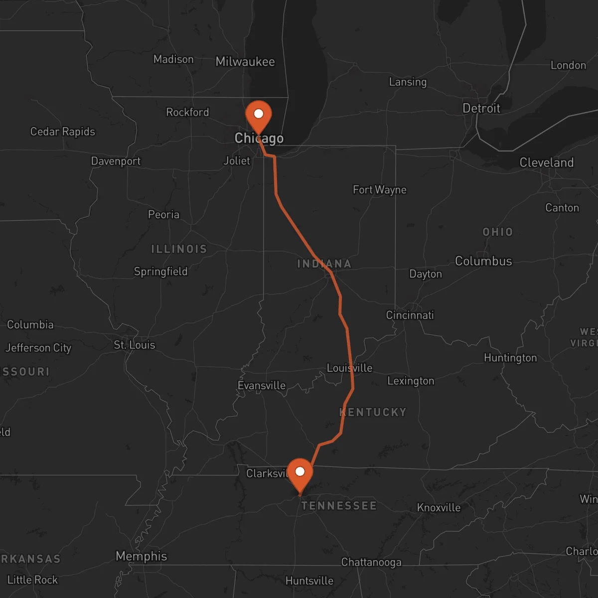 Ruta Nashville - Chicago