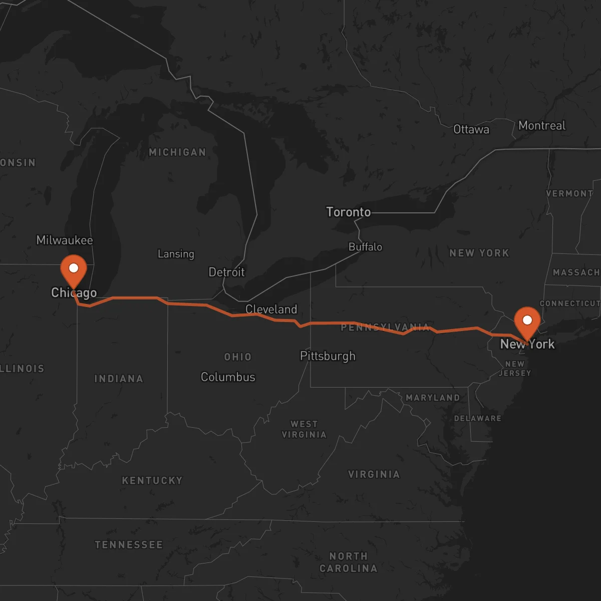 Ruta New York - Chicago