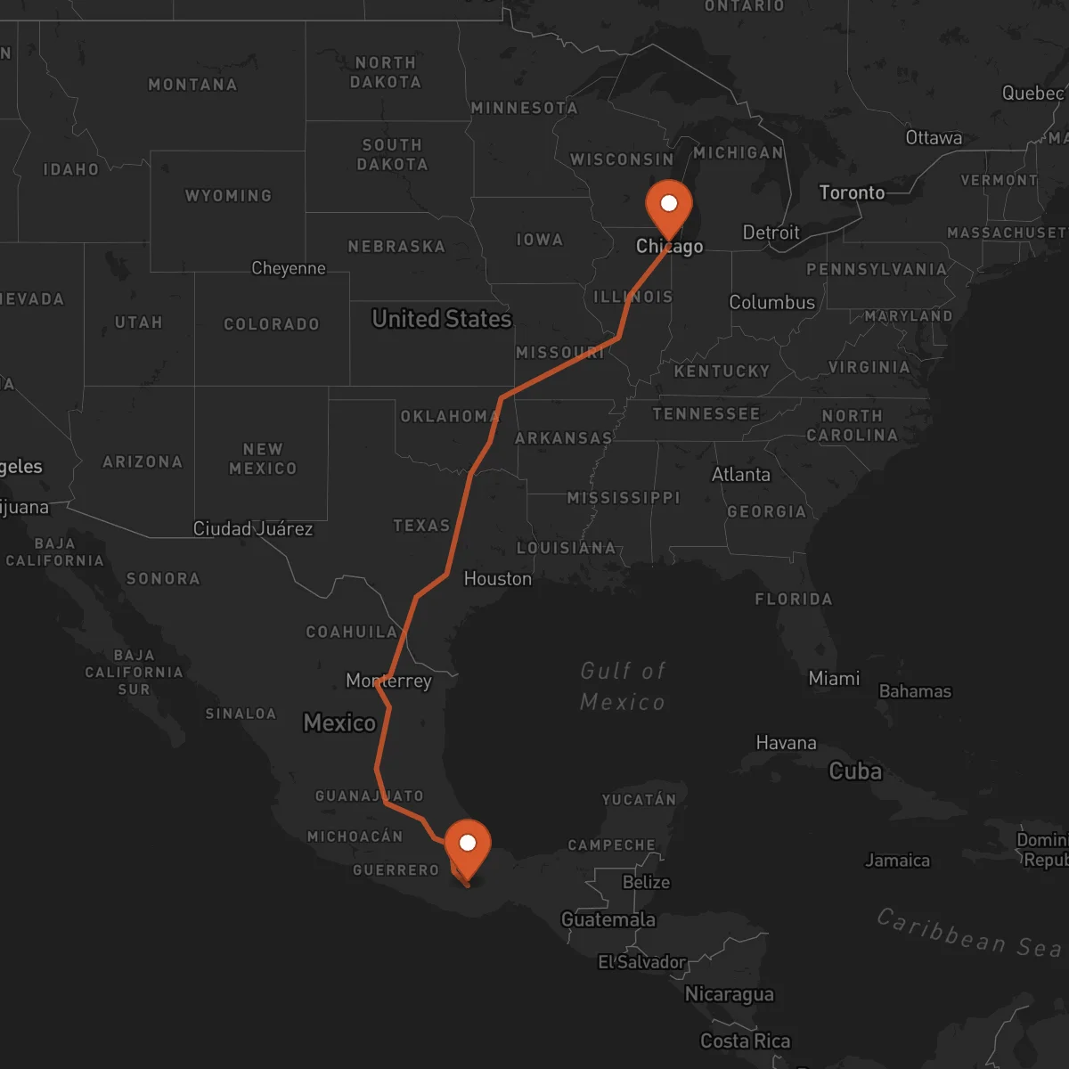 Ruta Chicago - Oaxaca de Juárez