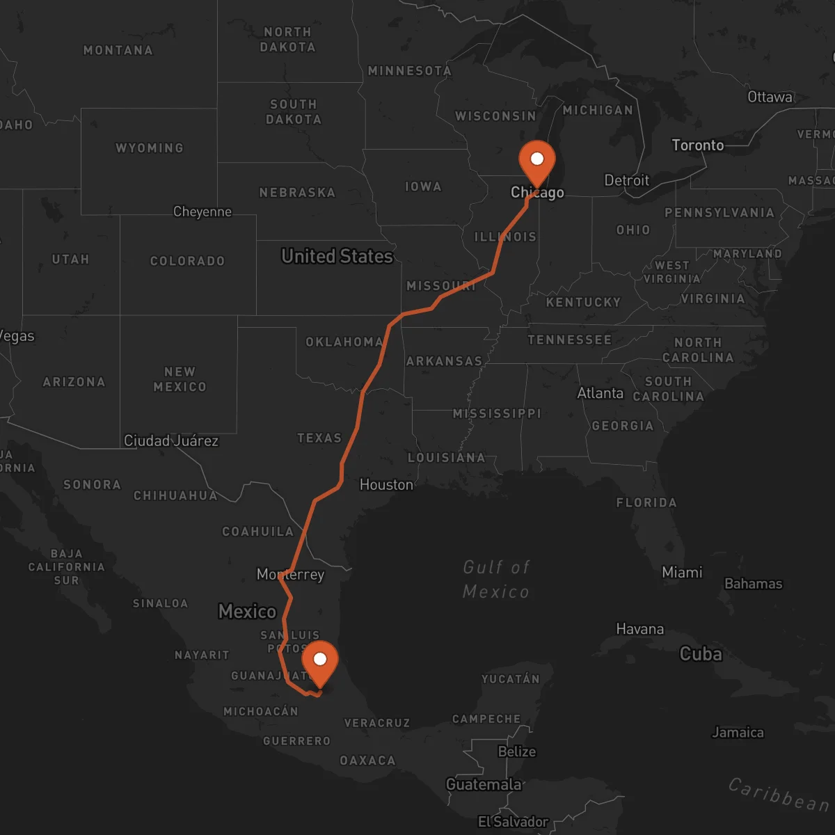 Ruta Chicago - Pachuca de Soto